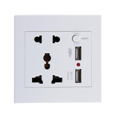 Universal Wall Power Socket Dual USB Ports Charger Outlet Plug Adapter