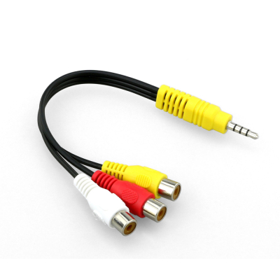 3.5mm Mini Aux Male Stereo Right to 3 RCA Female Audio Video AV Cable