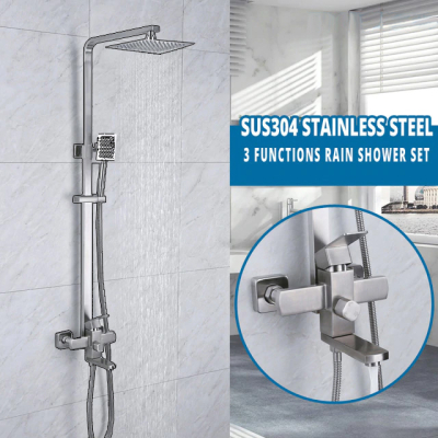 SUS304 Stainless Steel Rain Shower 10 inch Square Set Spray Faucet 