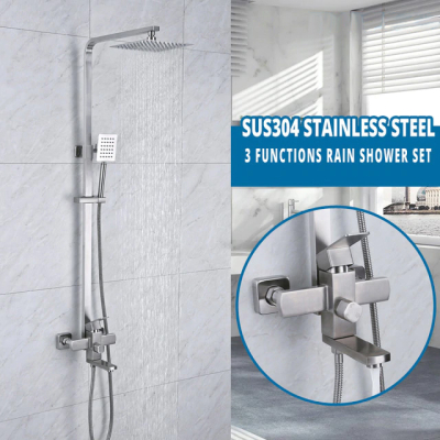 SUS304 Stainless Steel Rain Shower 10 inch Square Set Spray Faucet 