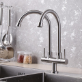 304 Stainless Steel Double Fixed Faucet Basin Tap Premium Quality