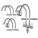 304 Stainless Steel Double Head Flexible Kitchen Faucet Basin Tap