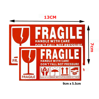 100pc Fragile Sticker Courier Lebel Postage Shipping 9x5.5cm / 13x7cm