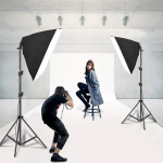 50x70cm Photo Lighting Studio E27 Softbox Kit Stand with 150W Bulb