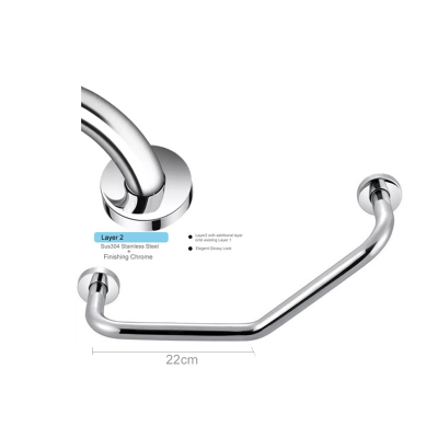 SUS304 Curve Safety Grab Bar Rail Toilet Handrail [Angled] 22x22cm