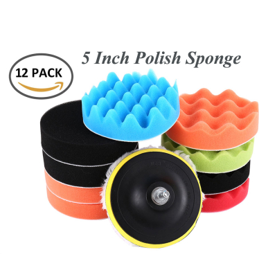 12pcs 5" Inch Car Polishing Polish Waxing Wax Sponge Pad Kit