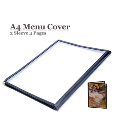 A4 Restaurant Transparent Menu Cover 2 Sleeve Pocket Sheet 4  Pages