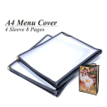 A4 Restaurant Transparent Menu Cover 4 Sleeve Pocket Sheet 8 Pages