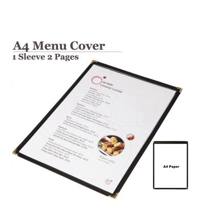 A4 Restaurant Transparent Menu Cover 1 Sleeve Pocket Sheet 2  Pages