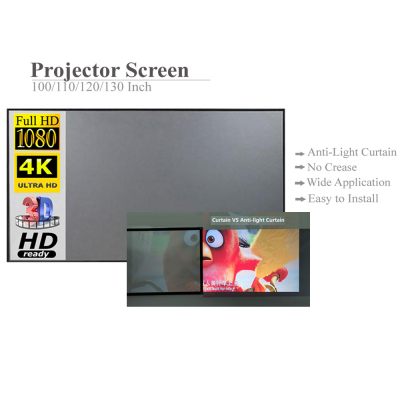 3D Portable Projector Metal Curtain Anti-light Wall Mounted 16:9 