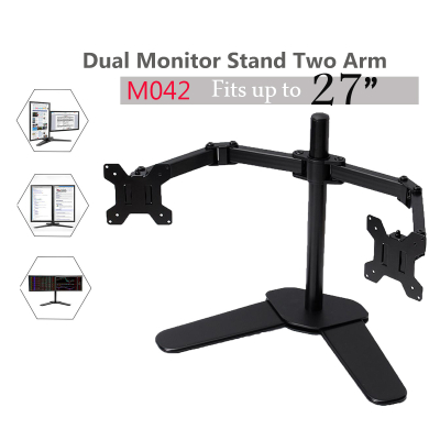 M042 Dual LCD LED TV Monitor Stand Two Arms Desk Mount Up to 27 inch