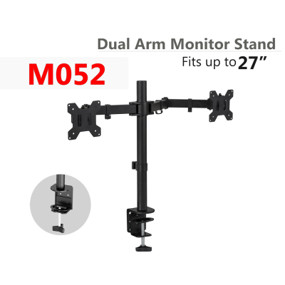 M052 Double Dual Arm Desk Table Monitor LCD TV Clamp Bracket Mount