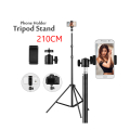 210CM Table Floor Tripod For Phone Camera Ring Light Metal Stands