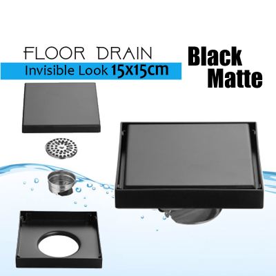 304 Black 10cm 15cm Invisible Stainless Steel Square Floor Drain