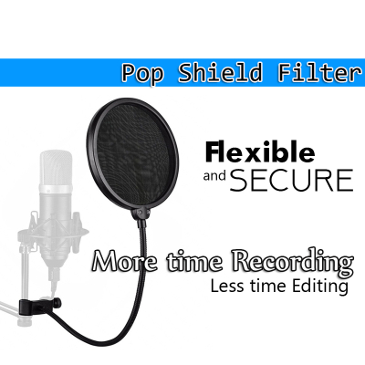 Microphone Mic Pop Filter Dual Layer With Flexible Clip Arm Studio