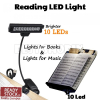 Portable Clip on Adjustable Music Stand Light 10 LEDs