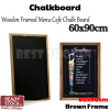 Wood Black Magnetic Wooden Framed Menu Cafe Chalk Board 60X90cm