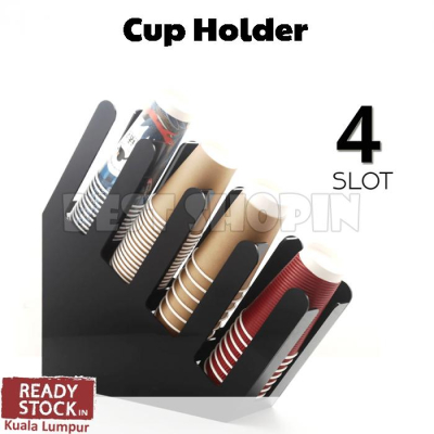 4 Compartments Plastic Cup Rack Counter Top Organizer Holder Dispenser