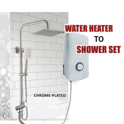 SUS304 8 inch Square Rain Shower Set for Water Heater Stainless Steel