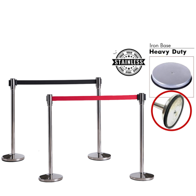 Heavy Duty Stainless Steel Queue Up Stand Retractable Belt Q-Up Pole