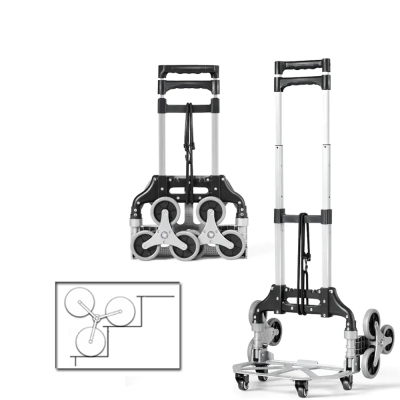 75KG Portable Stairs Climbing Hand Trolley 6/10 Wheels Telescoping