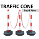 85cm Flexible Safety Column Traffic Parking Cone Pole Road Water Base