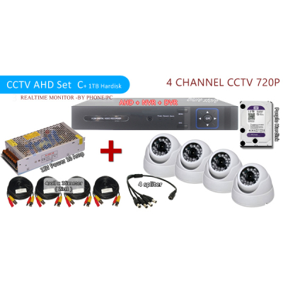4 Channel AHD + DVR + NVR CCTV P2P Network HD Recorder (720P)