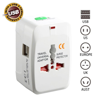 Universal Travel Adapter International Adapter Charger 2xUSB