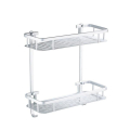 Bathroom Kitchen Rack Aluminium Wall Mounted 2 Tier Rectangular 