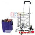 8 Wheel High Quality Foldable Shopping Grocery Trolley Cart Upgrade
