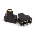 Black HDMI To RJ45  Dual Port Network Cable Extender cat5 cat6