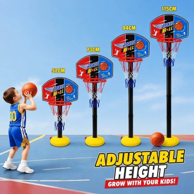 Kids Basketball Hoop Stand Adjustable Mini Height Net Toy With Pump
