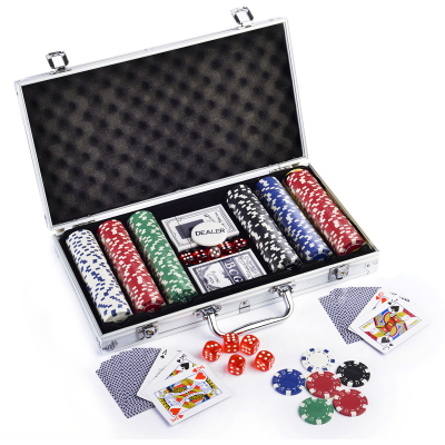Poker Set With 300 Chips c/w Aluminium Case Casino Games 