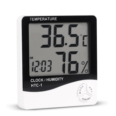 HTC-1 Digital LCD Temperature Humidity Hygrometer With Alarm Clock