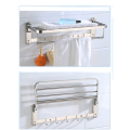 60cm Stainless Steel Bathroom Towel Foldable Hook Wall Hanger Rack 
