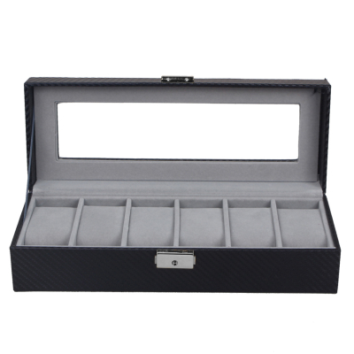 Carbon Fiber Watch Display Storage Box  (6 Slot)