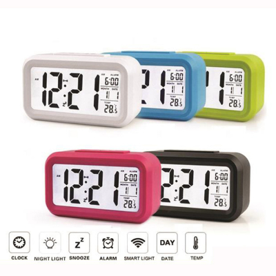 FREE BATTERY LED Digital Alarm Smart Clock Touch Sensor Temperature